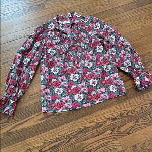 J. Crew Liberty Floral Long Sleeve Blouse with lace ties, xS
